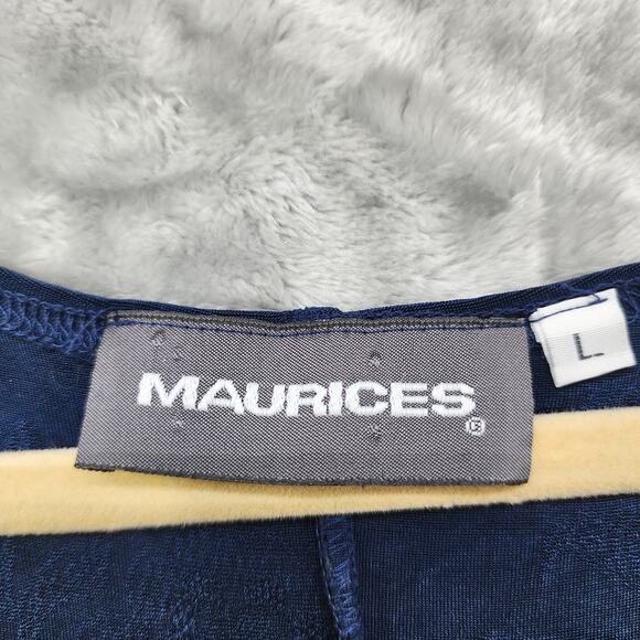 Vintage Maurices Dress Women L Blue Floral Short Sleeve Faux Button Front Skater - Picture 4 of 9